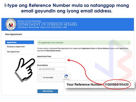 how to get appointment code for passport philippines